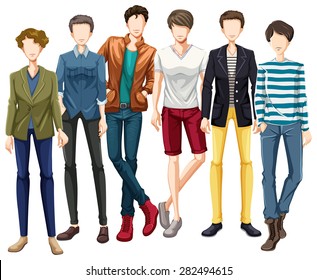Male models wearing modern design clothes