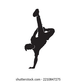 Male Modern Breakdance Silhouette. Youth Culture, Hip-hop, Movement, Style And Fashion, Action On White. 