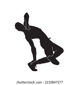 Male Modern Breakdance Silhouette. Youth Culture, Hip-hop, Movement, Style And Fashion, Action On White. 