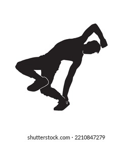 Male Modern Breakdance Silhouette. Youth Culture, Hip-hop, Movement, Style And Fashion, Action On White. 