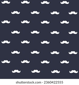 male moustache pattern. A boy, a son. Seamless pattern. Vector illustration. Blue.