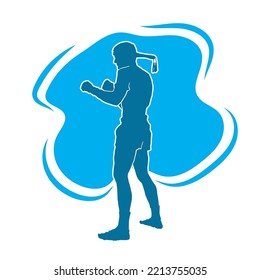 male muay thai martial arts vector silhouette