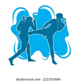 male muay thai martial arts vector silhouette