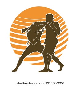 Silueta vectorial de artes marciales chistas muay masculina