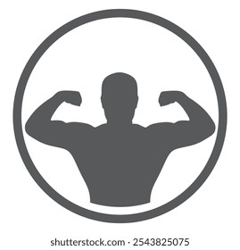 Male muscle silhouette avatar icon. vector