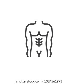 Male muscular torso line icon. linear style sign for mobile concept and web design. Sport man body outline vector icon. Symbol, logo illustration. Pixel perfect vector graphics