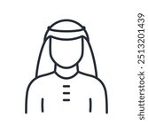 Male muslim icon. Arab boy thin line vector illustration.