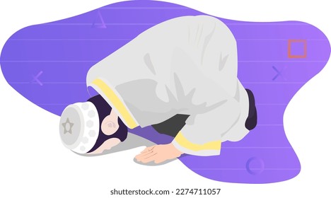 male muslim pray prostrate worship