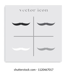Male mustache flat black and white vector icon.