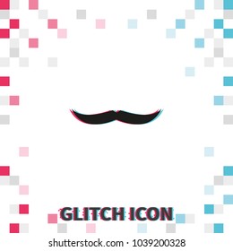 Male mustache  glitch effect vector icon.