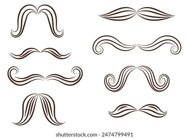 Male Mustache Set. Vintage fashion and grooming concept vector