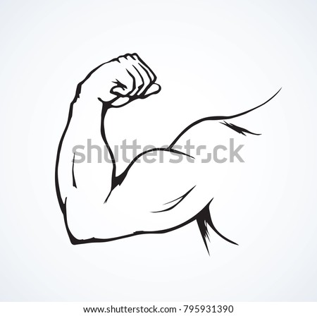 Male nake tough lean force palm sign on white background. Freehand line black ink drawn retro forearm wrist part logo emblem sketch in vintage art doodle style pen on paper. Closeup and space for text