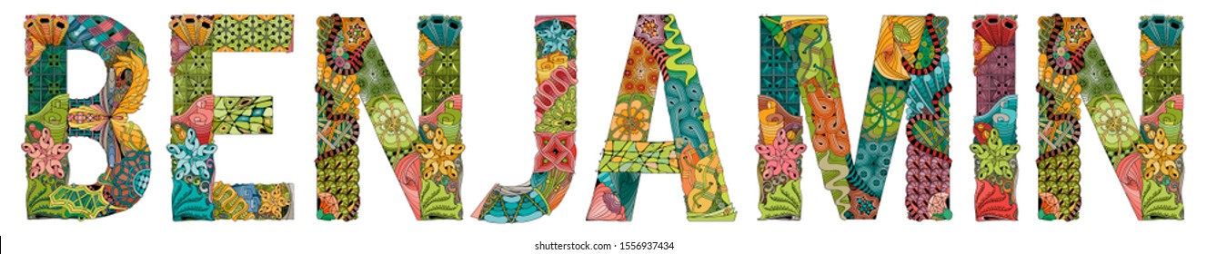 Male name BENJAMIN. Vector decorative zentangle object