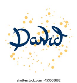 Male name - David. Hand drawn lettering. Vector, illustration. Modern calligraphy.