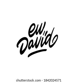 Male name - David. Handwritten Lettering. Black. Modern Calligraphy.