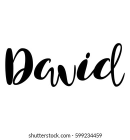 Male name - David. Handwritten Lettering. Black. Modern Calligraphy.