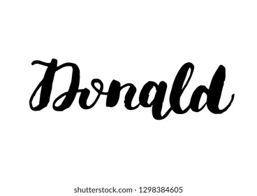 Male name - Donald. Handwritten Lettering. Black. Modern Calligraphy.