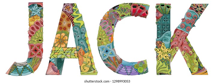 Male name JACK. Vector decorative zentangle object
