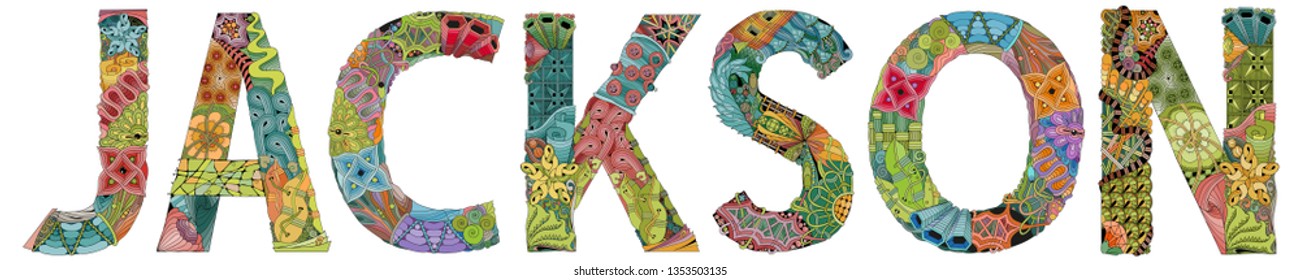 Male name JACKSON. Vector decorative zentangle object