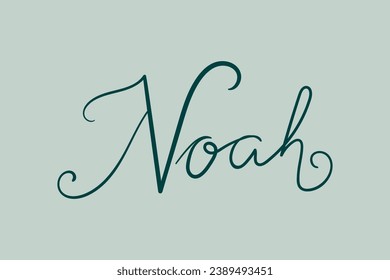 Male name Noah. Handwritten lettering calligraphy Boy name. Vector illustration