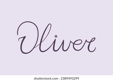 Male name Oliver. Handwritten lettering calligraphy Boy name. Vector illustration