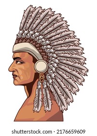 male native wearing feathers hat character