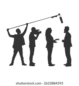 Male News Reporter Reporting News, Anchor, Anchoring black silhouette illustration vol 10