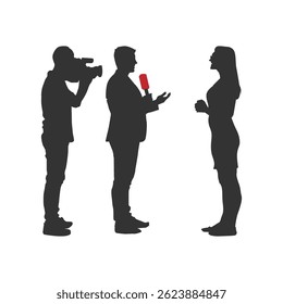 Male News Reporter Reporting News, Anchor, Anchoring black silhouette illustration vol 06