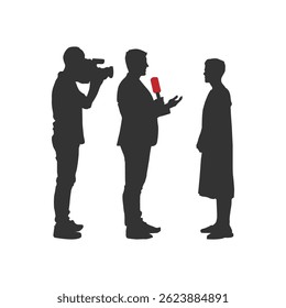 Male News Reporter Reporting News, Anchor, Anchoring black silhouette illustration vol 07