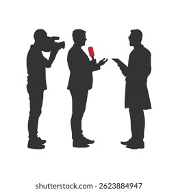 Male News Reporter Reporting News, Anchor, Anchoring black silhouette illustration vol 05
