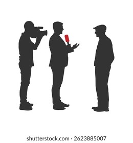 Male News Reporter Reporting News, Anchor, Anchoring black silhouette illustration vol 08