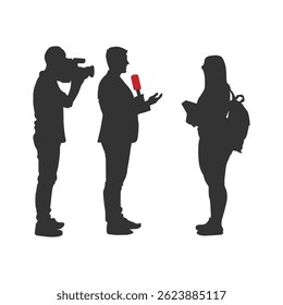 Male News Reporter Reporting News, Anchor, Anchoring black silhouette illustration vol 04