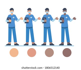 Male Nurse Character Wear Face Mask