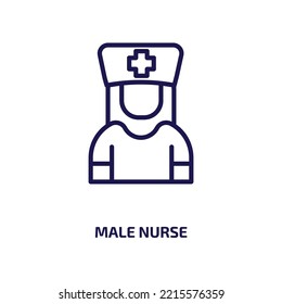 Male Nurse Icon From Dentist Collection. Thin Linear Male Nurse, Female, Male Outline Icon Isolated On White Background. Line Vector Male Nurse Sign, Symbol For Web And Mobile