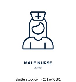 Male Nurse Icon From Dentist Collection. Thin Linear Male Nurse, Medical, Male Outline Icon Isolated On White Background. Line Vector Male Nurse Sign, Symbol For Web And Mobile