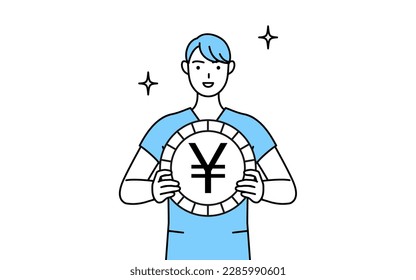 Male nurse, physical therapist, occupational therapist, speech therapist, nursing assistant in Uniform an image of foreign exchange gains and yen appreciation, Vector Illustration
