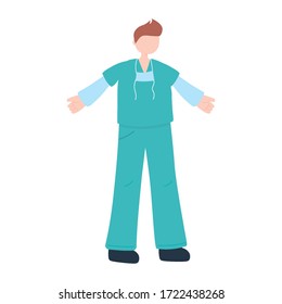 male nurse staff with medical mask isolated design vector illustration
