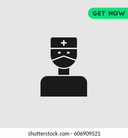 Male Nurse Vector Icon, The silhouette of man hospital nurse. Simple, modern flat vector illustration for mobile app, website or desktop app  
