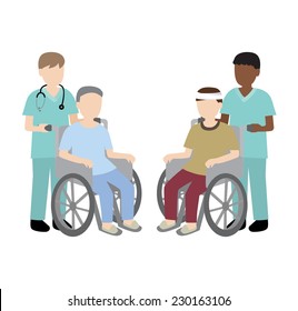 male nurse with wheelchair patient