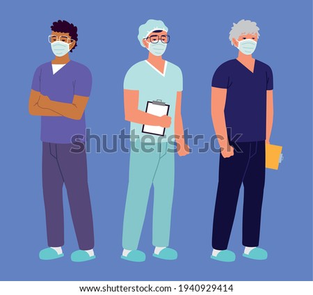 male nurses professional with masks