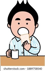 Male office worker breakfast single illustration material