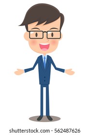 Male office worker explains