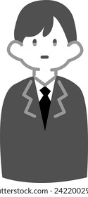 Male office worker facing front in black and white