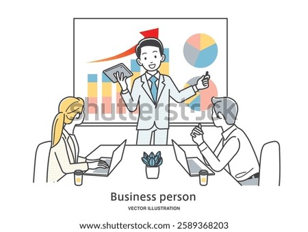 Male office worker giving a presentation