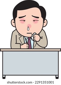Male office worker with hay fever