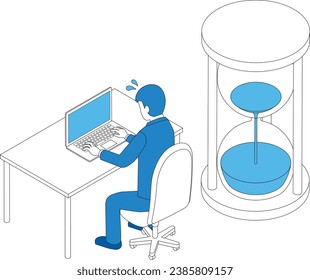 A male office worker is in a hurry as the time limit approaches