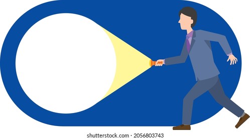 Un trabajador de oficina masculino buscando algo iluminando la luz