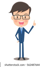 Male office worker pointing