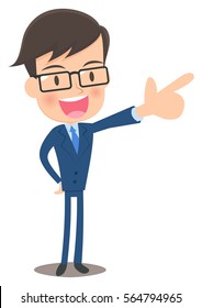 Male office worker pointing