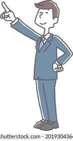 
Male office worker pointing to a goal